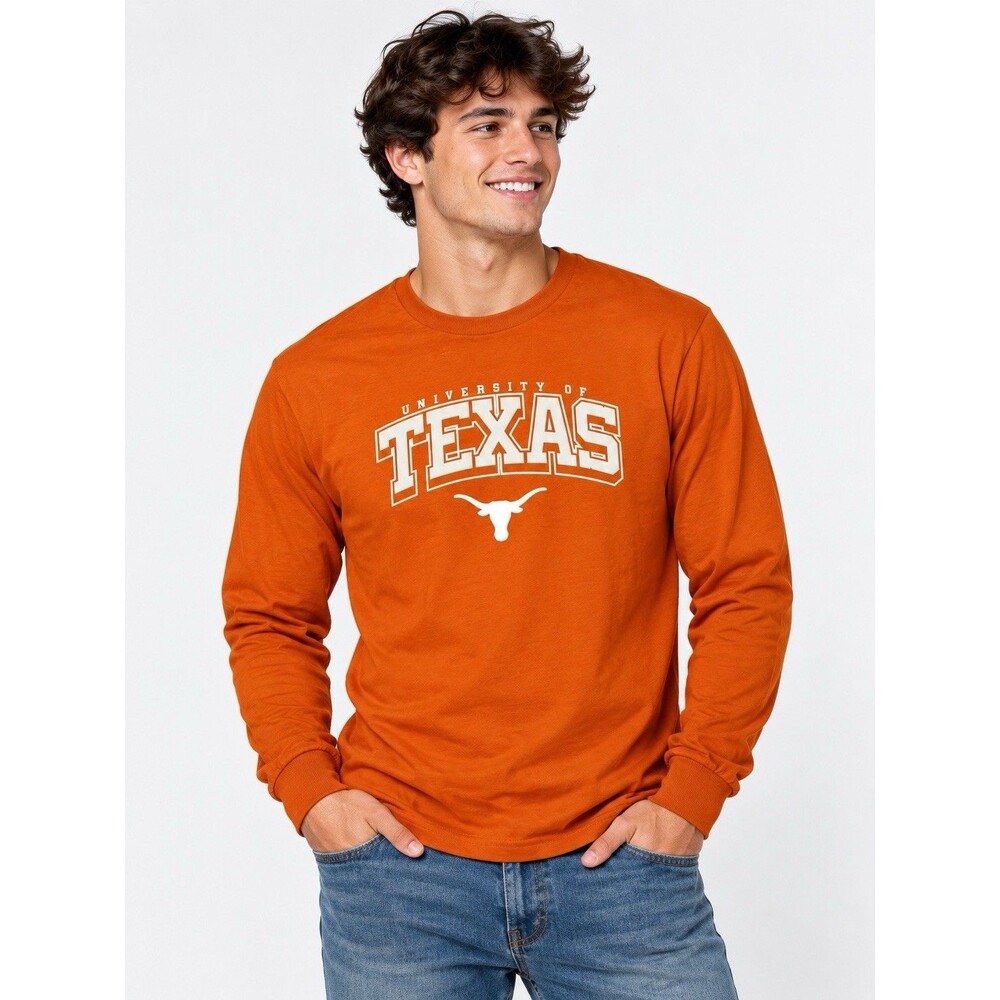 NCAA Texas Longhorns Men's Long Sleeve T-Shirt Crew Neck Orange Size 2XL NWT